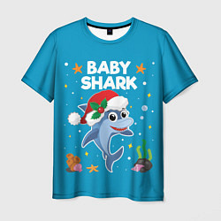 Футболка мужская Новогодний Baby Shark, цвет: 3D-принт