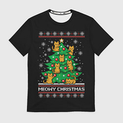 Футболка мужская Meowy christmas, цвет: 3D-принт