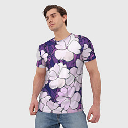 Футболка мужская Фиолетовые цветы, цвет: 3D-принт — фото 2