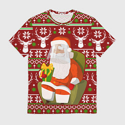Футболка мужская Санта с защитным экраном, цвет: 3D-принт