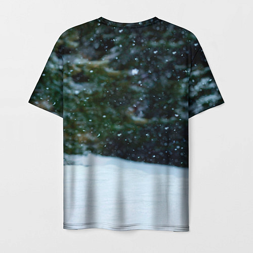 Мужская футболка Лиса в зимнем лесу / 3D-принт – фото 2