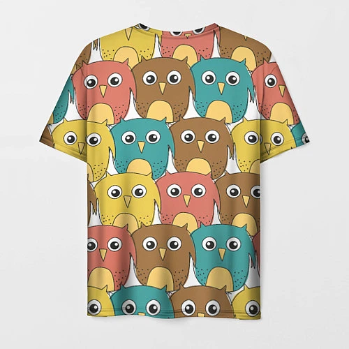 Мужская футболка Разноцветные совы / 3D-принт – фото 2