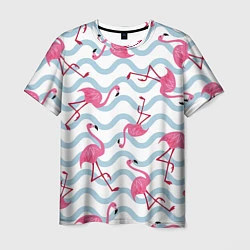 Футболка мужская Фламинго Волны, цвет: 3D-принт