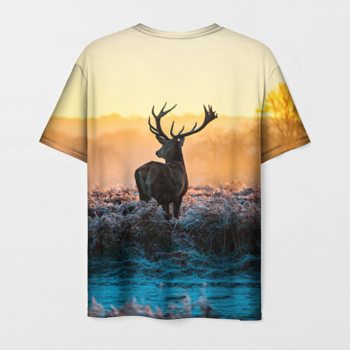 Мужская футболка Олень рассвет зима / 3D-принт – фото 2