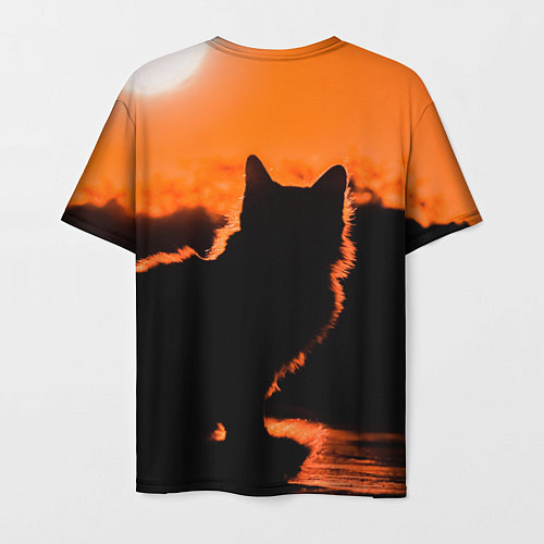Мужская футболка Котенок на фоне заката / 3D-принт – фото 2