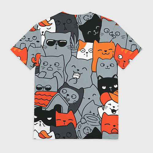 Мужская футболка Разноцветные коты / 3D-принт – фото 2