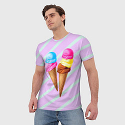 Футболка мужская Мороженое графический фон, цвет: 3D-принт — фото 2