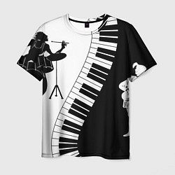 Футболка мужская Черно Белое пианино, цвет: 3D-принт