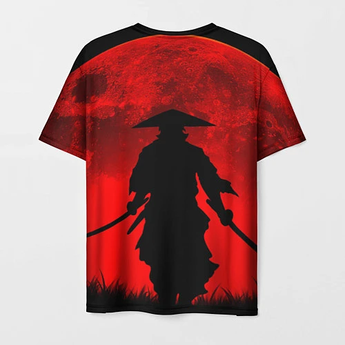 Мужская футболка САМУРАЙ кровавой луны / 3D-принт – фото 2