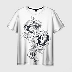 Футболка мужская Китайский дракон на белом фоне, цвет: 3D-принт