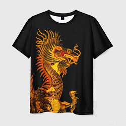 Футболка мужская Золотой китайский дракон, цвет: 3D-принт