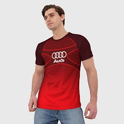 Футболка мужская AUDI красная сетка, цвет: 3D-принт — фото 2