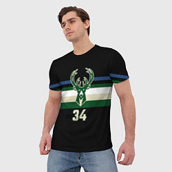Футболка мужская Milwaukee Bucks форма Яннис Адетокумбо, цвет: 3D-принт — фото 2
