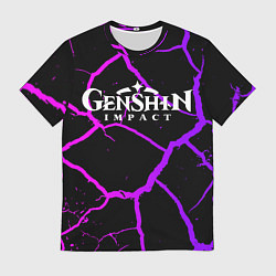 Мужская футболка НЕОНОВЫЕ ТРЕЩИНЫ ГЕНШИН