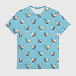 Футболка мужская Петушки паттерн, цвет: 3D-принт