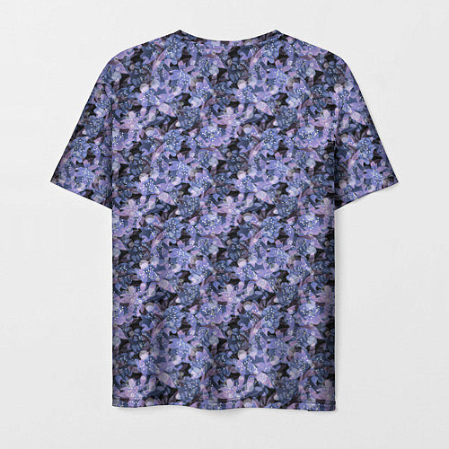 Мужская футболка Сине-фиолетовый цветочный узор / 3D-принт – фото 2