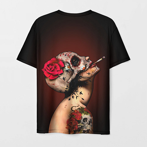 Мужская футболка Ведьма с красной розой / 3D-принт – фото 2