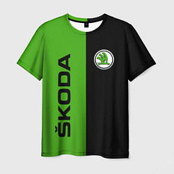 Мужская футболка SKODA черно-зеленый