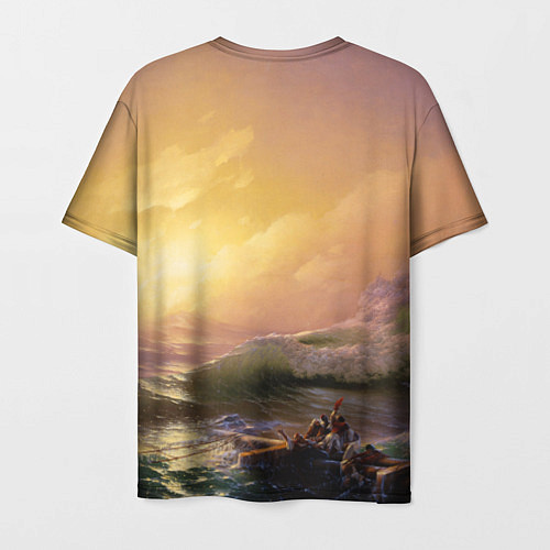 Мужская футболка Шторм в море девятый вал / 3D-принт – фото 2