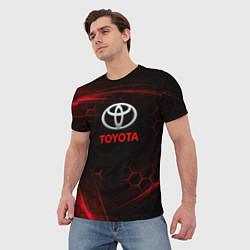 Футболка мужская Toyota Неоновые соты, цвет: 3D-принт — фото 2