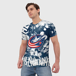 Футболка мужская Коламбус Блю Джекетс, Columbus Blue Jackets, цвет: 3D-принт — фото 2