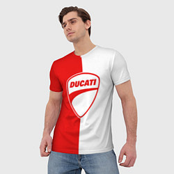 Футболка мужская DUCATI WHITE RED STYLE LOGO, цвет: 3D-принт — фото 2