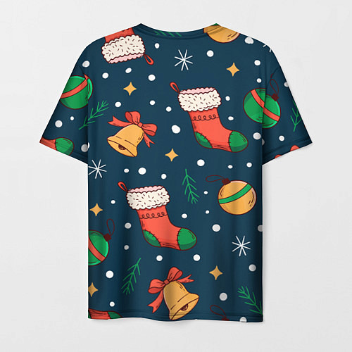 Мужская футболка Новогодний, рождественский узор / 3D-принт – фото 2