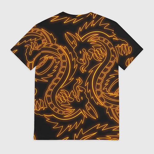 Мужская футболка ОГНЕННЫЕ ДРАКОНЫ НЕОН NEON FIRE DRAGONS / 3D-принт – фото 2