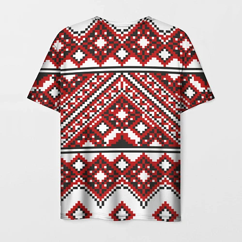 Мужская футболка Русский узор, геометрическая вышивка / 3D-принт – фото 2
