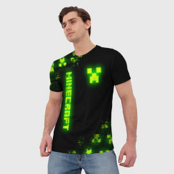 Футболка мужская MINECRAFT NEON LOGO CREEPER, цвет: 3D-принт — фото 2