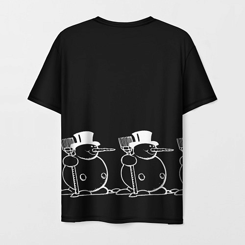 Мужская футболка Снеговик на черном фоне / 3D-принт – фото 2