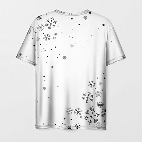 Мужская футболка Новогодний тигр летящие снежинки / 3D-принт – фото 2