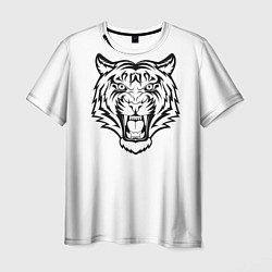 Футболка мужская Черно белый тигр, цвет: 3D-принт
