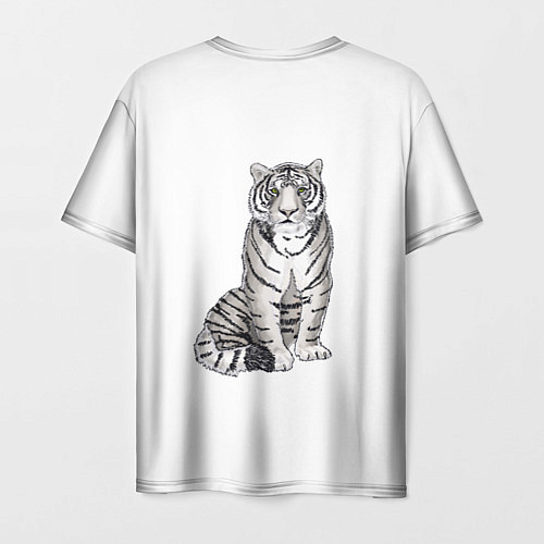 Мужская футболка Сидящая белая тигрица / 3D-принт – фото 2