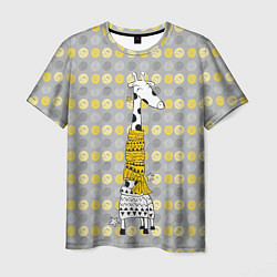 Футболка мужская Милая жирафа в шарфе, цвет: 3D-принт