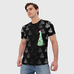 Футболка мужская ДИНОЗАВРИК В СТИЛЕ НОВОГО ГОДА, цвет: 3D-принт — фото 2