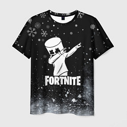 Футболка мужская НОВОГОДНИЙ FORTNITE MARSHMELLO, цвет: 3D-принт