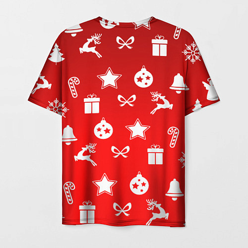 Мужская футболка Новогодний узор красный градиент / 3D-принт – фото 2