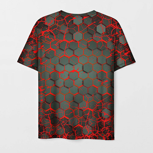 Мужская футболка Geometry Dash красные соты / 3D-принт – фото 2