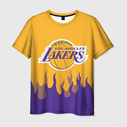 Футболка мужская LA LAKERS NBA FIRE ЛЕЙКЕРС ОГОНЬ, цвет: 3D-принт