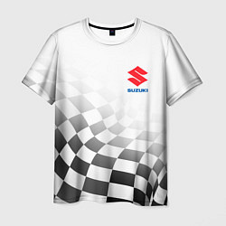 Футболка мужская Suzuki, Сузуки Спорт, Финишный флаг, цвет: 3D-принт