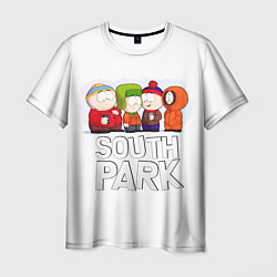 Футболка мужская South Park - Южный парк Кенни, Кайл, Стэн и Эрик, цвет: 3D-принт
