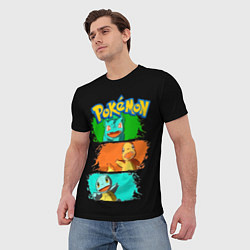 Футболка мужская Стартовые покемоны - Pokemon, цвет: 3D-принт — фото 2