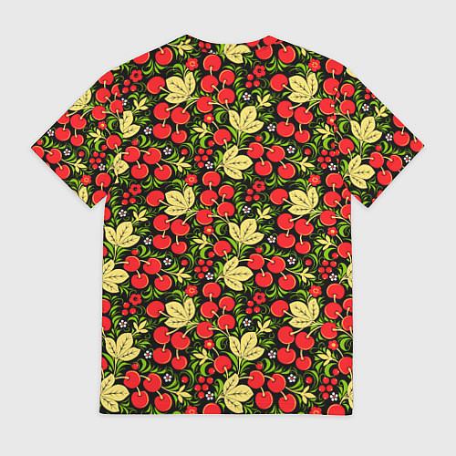 Мужская футболка Черешни хохлома / 3D-принт – фото 2