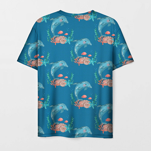Мужская футболка Дельфины Море паттерн / 3D-принт – фото 2