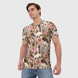 Футболка мужская Паттерн йорки, цвет: 3D-принт — фото 2