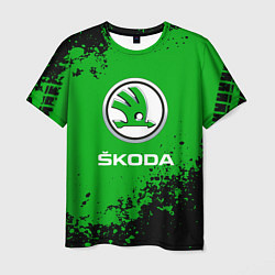 Футболка мужская Skoda следы от шин, цвет: 3D-принт