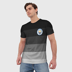 Футболка мужская Манчестер Сити, Manchester City, Серый градиент, цвет: 3D-принт — фото 2