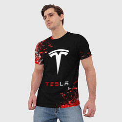 Футболка мужская Tesla sport auto, цвет: 3D-принт — фото 2
