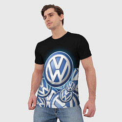 Футболка мужская Volkswagen Большое лого паттерн, цвет: 3D-принт — фото 2